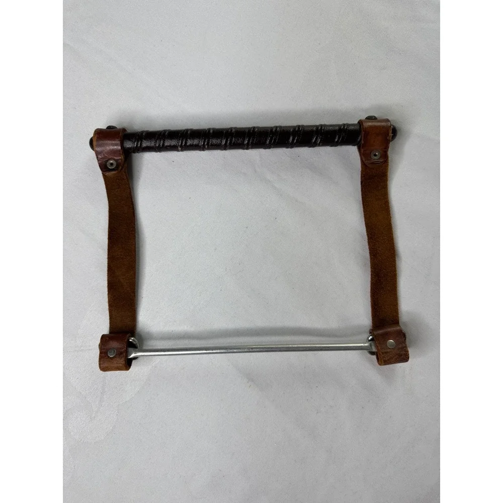 Antique Golf Club Carrier Holder Leather Golf club holder Clubs hang metal piece - Picture 2 of 5